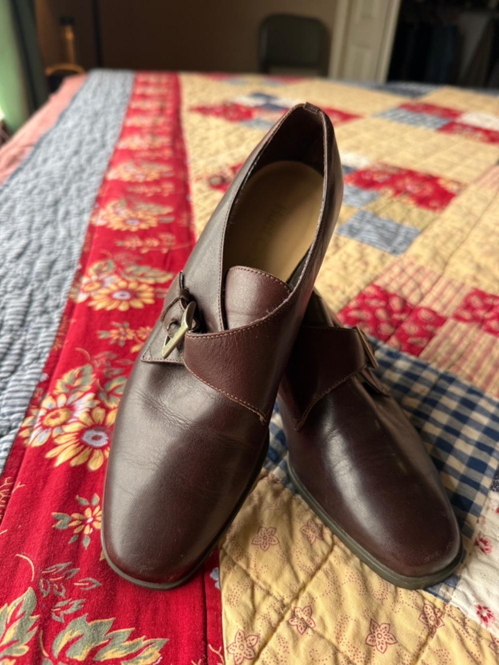Women’s Hunt Club ABIGAIL Brown Leather Monk Buckle Women's Shoes Size 5.5